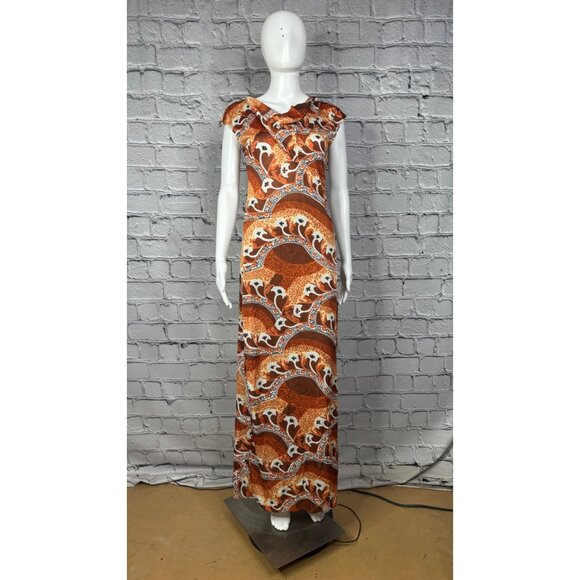 Vintage 70s Rose Marie Reid Womens Long Nylon Dress Cowl Neck Medium Retro - Picture 5 of 14